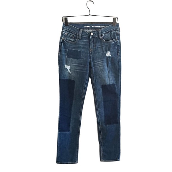 Old Navy Women’s Boyfriend Straight Leg Patch Jeans Size 0 - Picture 1 of 7